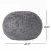 Malibu - Modern Knitted Wool Round Pouf With Handcrafted Design - Charcoal - Image 2