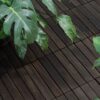 Acacia Hardwood Interlocking Deck Tiles, Striped Pattern - Dark Brown - Image 2