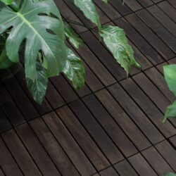 Interlocking Deck Tiles Striped Pattern - Dark Brown