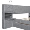 Queen Size Upholstered Platform Bed With Reading Lights, Drawers, Trundle And Shelves - Gray - Image 12