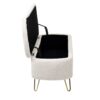 Storage Ottoman Bench For End Of Bed Gold Legs, Modern Ivory White Faux Fur Entryway Bench Upholstered Padded With Storage For Living Room Bedroom - Ivory - Image 14