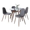 Clara Pebble - 5 Piece Square Tabletop Mid-Century Modern Dining Set - Walnut / Charcoal - Image 2