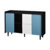 Modern Sideboard Buffet Cabinet With Doors And Unique Panel Styling - Black / Blue - Image 19