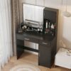 Vanity Desk With Mirror And LED Light Strip, Dressing Table With Large Drawer, 3 Level Storage Dresser & 3 Lighting Modes Adjustable Brightness, Suitable For Bedroom - Black - Image 5