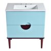 Bathroom Vanity Cabinet With Ceramic Sink Combo Set, Frame Modern Bathroom Storage Cabinet With 2 Drawers - Blue - Image 14