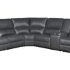 Saul - Leather Aire Power Motion Sectional Sofa With USB Port Cupholder Console - Gray - Image 6