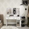 40.95" Newly Designed Smart Mirror Dressing Table With Drawers And Storage Cabinet, Dressing Table With Dressing Pad For Bedroom, Dressing Room - White - Image 5
