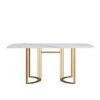 70.87" Modern Artificial Stone White Curved Golden Metal Leg Dining Table, Can Accommodate 6-8 People - White / Gold - Image 4