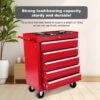 5 Drawer Metal Rolling Tool Chest With Locking System And Wheels - Red - Image 2