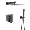 10" Square Dual Shower Head System Wall Mounted With Rough In Valve Modern Bathroom Fixture - Matte Black - Image 2