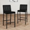 Modern Design High Stool With Metal Legs For Kitchen And Restaurant (Set of 2) - Black - Image 3