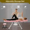 Massage Salon Tattoo Chair With Two Trays Esthetician Bed With Hydraulic Stool, Multi-Purpose 3-Section Facial Bed Table, Adjustable Beauty Barber Spa Beauty Equipment - Pink - Image 8