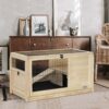 Wooden Rabbit Hutch Indoor Bunny House For Small Animals With Plastic Tray - Natural - Image 4