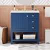 Transitional Style Bathroom Vanity Cabinet Combo With Ceramic Sink - Blue - Image 4
