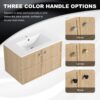 Modern Wall Mounted 30" Bathroom Vanity With Ceramic Sink And Soft Closing Doors - Oak - Image 9
