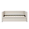 Modern Style Twin Size Upholstered Daybed With Trundle For Guest Room, Small Bedroom, Study Room - Beige - Image 6