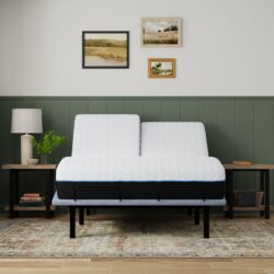 Copper Lux - 14" Split Top California King Plush Memory Foam Mattress With Phase Change Cooling Fabric - White / Gray