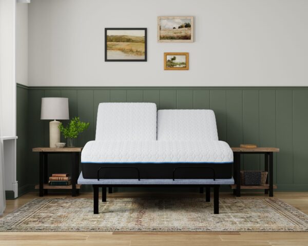 Copper Lux - 14" Split Top Queen Plush Memory Foam Mattress With Phase Change Cooling Fabric - White / Gray