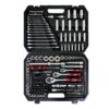 Tool Kit And Socket Wrench Set 216 Pieces Basic Portable Manual Repair Tool Set For Home Use Includes Case And Ratchet Wes And Wrenches - Black - Image 3