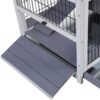 Wooden Rabbit Hutch Indoor Bunny House For Small Animals With Put Out Tray - Gray - Image 5