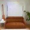 Morden Deisgn Vertical Murphy Bed With Sofa For Bedroom Or Guestroom White Wall Bed Space Saving Hidden Bed With New Style Gas Struts - Orange - Image 15