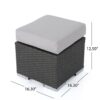 Santa Rosa - Outdoor Lounge Ottoman Rattan Waterproof Fabric - Gray / Silver - Image 3