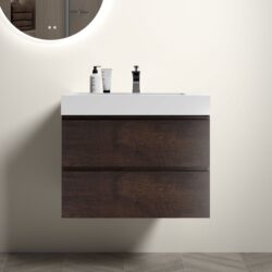 Alice - 30" Bathroom Vanity With Sink, Large Storage Wall Mounted Floating Bathroom Vanity For Modern Bathroom, One-Piece Sink Basin Without Drain And Faucet - Walnut / White