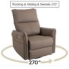 29.92" 270 Power Swivel Rocker Recliner Chair, Electric Glider Reclining Sofa With USB Ports, Power Swivel Glider, Rocking Chair Nursery Recliners For Living Room Bedroom - Brown - Image 3