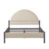 Queen Bed Frame Modern Upholstered Curved Headboard - Oatmeal - Image 3