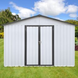 10'x12' Garden Sheds Outdoor Storage Sheds - White / Gray