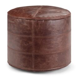 Connor - Round Pouf - Distressed Brown