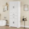 Elegant Multi Functional Storage Cabinet With Slide Rail Drawers, Adjustable Shelves - White - Image 6