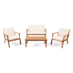 Avacyn - Outdoor 4 Seater Chat Set With Cushions - Natural / Cream