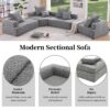 Lounge Frame For Oversized Modular U Shaped Sectional Floor Couch Convertible Compressed Couch, Spacious Foam Filled Sofa - Gray - Image 9