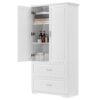 Tall Bathroom Storage Cabinet, With Two Doors And Drawers, Adjustable Shelf, MDF Board - White - Image 7
