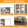 Heavy Duty Metal Storage Cabinet, Display Storage Cabinet With Glass Doors And 2 Adjustable Shelves, Tall Bookcase Modern Bookshelf Cabinet For Home Office, Living Room, Pantry - White - Image 6