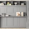 Queen Size Murphy Wall Bed With Closet And Drawers - Gray - Image 22