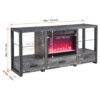 Electric Fireplace Media TV Stand With Sync Colorful LED Lights - Dark Rustic Oak - Image 14