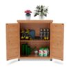 Rustic Cedar Potting Bench With Storage Cabinet And Metal Table Top For Outdoor Patio - Light Brown - Image 11
