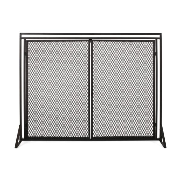 Samantha - Iron Fireplace Screen Modern Design With Easy Access Doors - Black