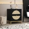Allen - 2 Drawer Side Table, Display Rack For Bedroom And Living Room, Nightstand Side Table Bedroom Storage Drawer Bedside End Table - Black / Beige - Image 5