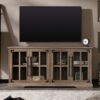 Modern Farmhouse Windowpane Glass Door TV Stand For TVs Up To 65" - Gray Wash - Image 6