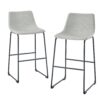 Industrial Faux Leather Bar Stools (Set of 2) - Gray - Image 3
