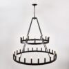 2 Tiers Wagon Wheel Chandelier Wooden Farmhouse 36 Light (24 / 12) Or (12 / 24) Metal Chandeliers 2 Story Light Fixtures Industrial For High Ceiling Living Dining Room Foyer, Adjustable Height - Black - Image 20
