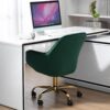 Swivel Chair With High Back, Adjustable Working Chair With Golden Base - Green - Image 2