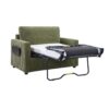 Twin Size Sofa Bed Sleeper Sofa Loveseat With Foldable Mattress, Side Table, USB Ports - Green - Image 7