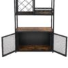 Industrial Tall Black Bar Wine Rack Cabinet With Glass Holder Wood Home Bar Cabinet - Walnut / Black - Image 17