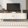 Modern TV Stand For TVs Up To 80", Entertainment Center With 4 Drawers And 1 Cabinet, Wood TV Console Table With And Handles For Living Room - White - Image 5