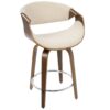 Curvini - Mid-Century Modern Counter Stool (Set of 2) - Walnut / Cream - Image 3