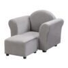 Kids Velvet Upholstered Chair With Ottoman For Comfortable Seating - Gray - Image 8